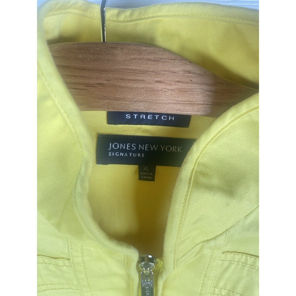 Jones New York Signature Yellow Zip Jacket Womens XL Stretch Lightweight Blazer - Picture 3 of 9